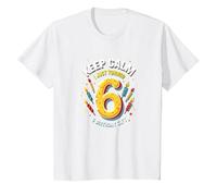Keep Calm I Just Turned 6° Regalo di Compleanno per Bambini Maglietta, Bambini, Bianco, 12 Anni