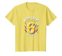 Keep Calm I Just Turned 6° Regalo di Compleanno per Bambini Maglietta, Bambini, Limone, 4 Anni