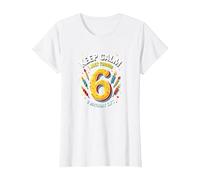 Keep Calm I Just Turned 6° Regalo di Compleanno per Bambini Maglietta, Donna, Bianco, S