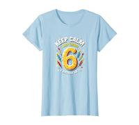 Keep Calm I Just Turned 6° Regalo di Compleanno per Bambini Maglietta, Donna, Celeste, XXL