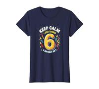 Keep Calm I Just Turned 6° Regalo di Compleanno per Bambini Maglietta, Donna, Navy, XS