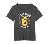 Keep Calm I Just Turned 6° Regalo di Compleanno per Bambini Maglietta, Donna Plus-Size, Grigio Scuro, 5X