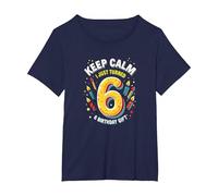 Keep Calm I Just Turned 6° Regalo di Compleanno per Bambini Maglietta, Donna Plus-Size, Navy, 5X