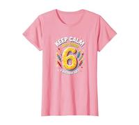 Keep Calm I Just Turned 6° Regalo di Compleanno per Bambini Maglietta, Donna, Rosa, XL