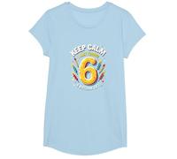 Keep Calm I Just Turned 6° Regalo di Compleanno per Bambini Maglietta, Ragazze, Celeste, M