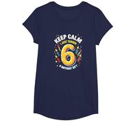 Keep Calm I Just Turned 6° Regalo di Compleanno per Bambini Maglietta, Ragazze, Navy, L