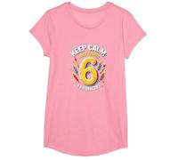 Keep Calm I Just Turned 6° Regalo di Compleanno per Bambini Maglietta, Ragazze, Rosa, S
