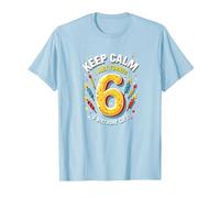 Keep Calm I Just Turned 6° Regalo di Compleanno per Bambini Maglietta, Uomo, Celeste, L