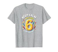 Keep Calm I Just Turned 6° Regalo di Compleanno per Bambini Maglietta, Uomo, Grigio Melange, L