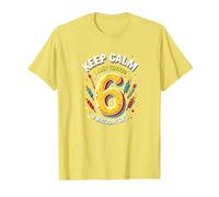 Keep Calm I Just Turned 6° Regalo di Compleanno per Bambini Maglietta, Uomo, Limone, 3XL