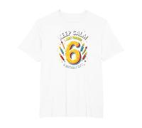 Keep Calm I Just Turned 6° Regalo di Compleanno per Bambini Maglietta, Uomo Taglie Grandi, Bianco, 4X Tall