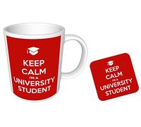 Keep Calm I'm a University Student - Tazza e sottobicchiere in stile retrò lucido