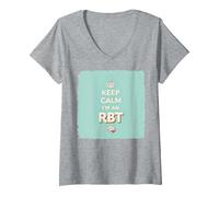 Keep Calm I'm An RBT Divertente Motto per terapisti comportamentali Maglietta con Collo a V, Donna, Grigio Melange, L