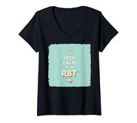 Keep Calm I'm An RBT Divertente Motto per terapisti comportamentali Maglietta con Collo a V, Donna, Nero, S
