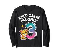 Keep Calm I'm Only 3 Funny 3rd Birthday Boys Girls Maglia a Manica