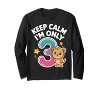 Keep Calm I'm Only 3 Funny 3rd Birthday Boys Girls Maglia a Manica