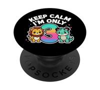Keep Calm I'm Only 3 Funny 3rd Birthday Boys Girls PopSockets PopGrip Adesivo