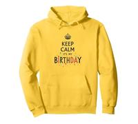 Keep Calm It's My Birthday Festive Crown, Compleanno Ragazza Felpa con Cappuccio, Unisex per Adulti, Limone, XXL
