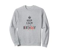Keep Calm It's My Birthday Festive Crown, Compleanno Ragazza Felpa, Unisex per Adulti, Grigio Melange, XL