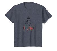 Keep Calm It's My Birthday Festive Crown, Compleanno Ragazza Maglietta, Bambini, Pervinca, 6 Anni