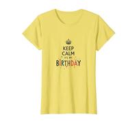 Keep Calm It's My Birthday Festive Crown, Compleanno Ragazza Maglietta, Donna, Limone, M