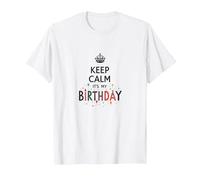 Keep Calm It's My Birthday Festive Crown, Compleanno Ragazza Maglietta, Uomo, Bianco, 6XL