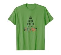 Keep Calm It's My Birthday Festive Crown, Compleanno Ragazza Maglietta, Uomo, Erba, XL