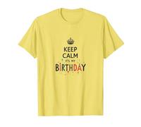 Keep Calm It's My Birthday Festive Crown, Compleanno Ragazza Maglietta, Uomo, Limone, 3XL