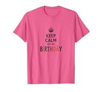 Keep Calm It's My Birthday Festive Crown, Compleanno Ragazza Maglietta, Uomo, Rosa mélange, S