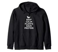 Keep Calm Le Piante Hanno proteine Animali Vegani Pace vegetariana Felpa con Cappuccio