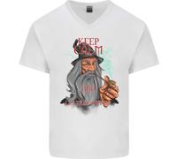 Keep Calm & Let Che Sh T Go Erba Farmaci Uomo Scollo A V Cotone T-Shirt