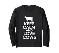 Keep Calm & Love Cows, Costume da Fattoria Divertente per Amanti degli Animali Maglia a Manica
