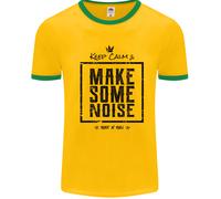 Keep Calm & Make Some Noise Rock N Roll Uomo Ringer T-Shirt