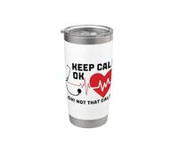 Keep Calm Not That Calm Doctor Nurse ECG Heartbeat Bicchiere termico in acciaio inox doppia parete