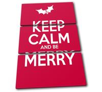 Keep Calm Red Christmas TREBLE TELA parete arte foto stampa