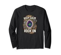 Keep Calm Rock On Geode Geology Mineral Hunter Maglia a Manica