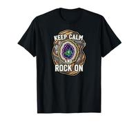 Keep Calm Rock On Geode Geology Mineral Hunter Maglietta