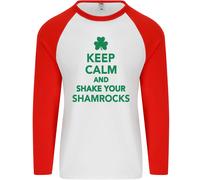 Keep Calm & Shamrocks Maglietta Baseball Lunga Uomo Di San Patrizio