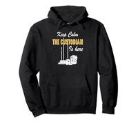 Keep Calm The Custodian Is Here Divertente Apprezzamento del custode Felpa con Cappuccio