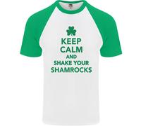 Keep Calm & Trifoglio San Patrizio Giorno DA UOMO S/S Baseball T-Shirt