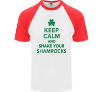 Keep Calm & Trifoglio San Patrizio Giorno DA UOMO S/S Baseball T-Shirt
