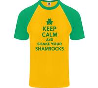 Keep Calm & Trifoglio San Patrizio Giorno DA UOMO S/S Baseball T-Shirt