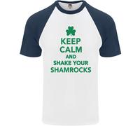 Keep Calm & Trifoglio San Patrizio Giorno DA UOMO S/S Baseball T-Shirt
