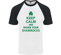 Keep Calm & Trifoglio San Patrizio Giorno DA UOMO S/S Baseball T-Shirt