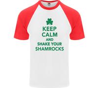 Keep Calm & Trifoglio San Patrizio Giorno DA UOMO S/S Baseball T-Shirt