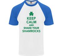 Keep Calm & Trifoglio San Patrizio Giorno DA UOMO S/S Baseball T-Shirt