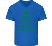 Keep Calm & Trifoglio San Patrizio Giorno Uomo Scollo A V Cotone T-Shirt