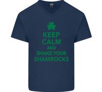 Keep Calm & Trifoglio San Patrizio Giorno Uomo Scollo A V Cotone T-Shirt
