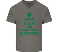 Keep Calm & Trifoglio San Patrizio Giorno Uomo Scollo A V Cotone T-Shirt