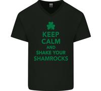 Keep Calm & Trifoglio San Patrizio Giorno Uomo Scollo A V Cotone T-Shirt